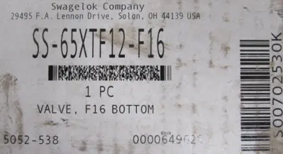 NEW SWAGELOK SS-65XTF12-F16 BALL VALVE SS65XTF12F16 3/4"x3/4"x1"