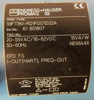 Endress + Hauser Flowmeter model 33FT80-RD1FDD1D22A Promag 33 1H