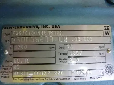 USED SEW EURODRIVE FA57DT80N4BH61HR