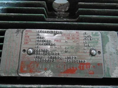 GE General Electric 15 HP Motor 1190 RPM (230/460 Volts) 3 Phase 5K286JL324BV