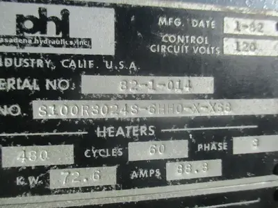 PHI, 24 x 36 heated platten 4-post hydraulic press, 6 stations & cool rack