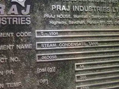 2457 gal praj industries horizontal carbon steel pressure vessel