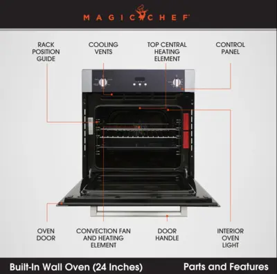 Magic Chef 2.2 CU. FT. SINGLE ELECTRIC WALL OVEN WITH CONVECTION IN STAINLESS STEEL