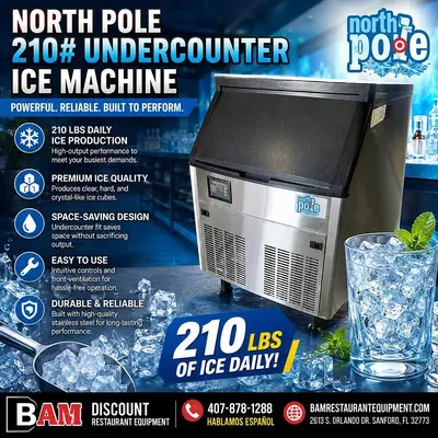 New | in-Stock NORTH POLE 210 Ice Machines Florida US | BAM Discount Restaurant Equipment #1229845
