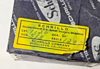 Schrillo 5/8" High Speed Steel Countersink 120 Degree #1120 USA Lot of 3