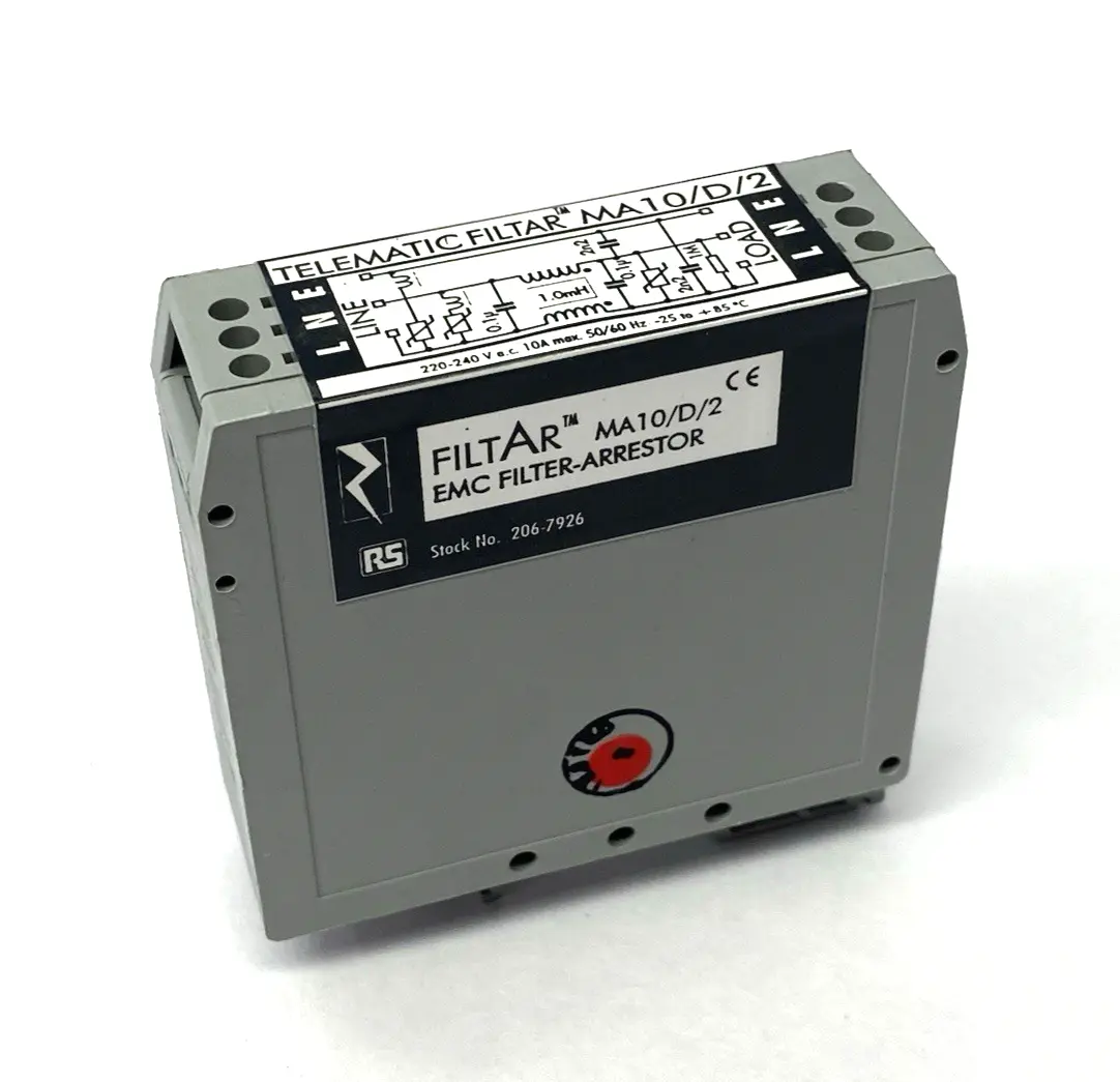 USED TELEMATIC FILTAR POWER LINE FILTER/SUPPRESSOR 10A SINGLE-PHASE DIN RAIL