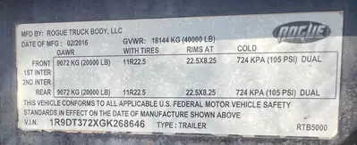 Used 2016 ROGUE 15 FT Dump Trailers California US | Ben Kaplan Equipment #1557025