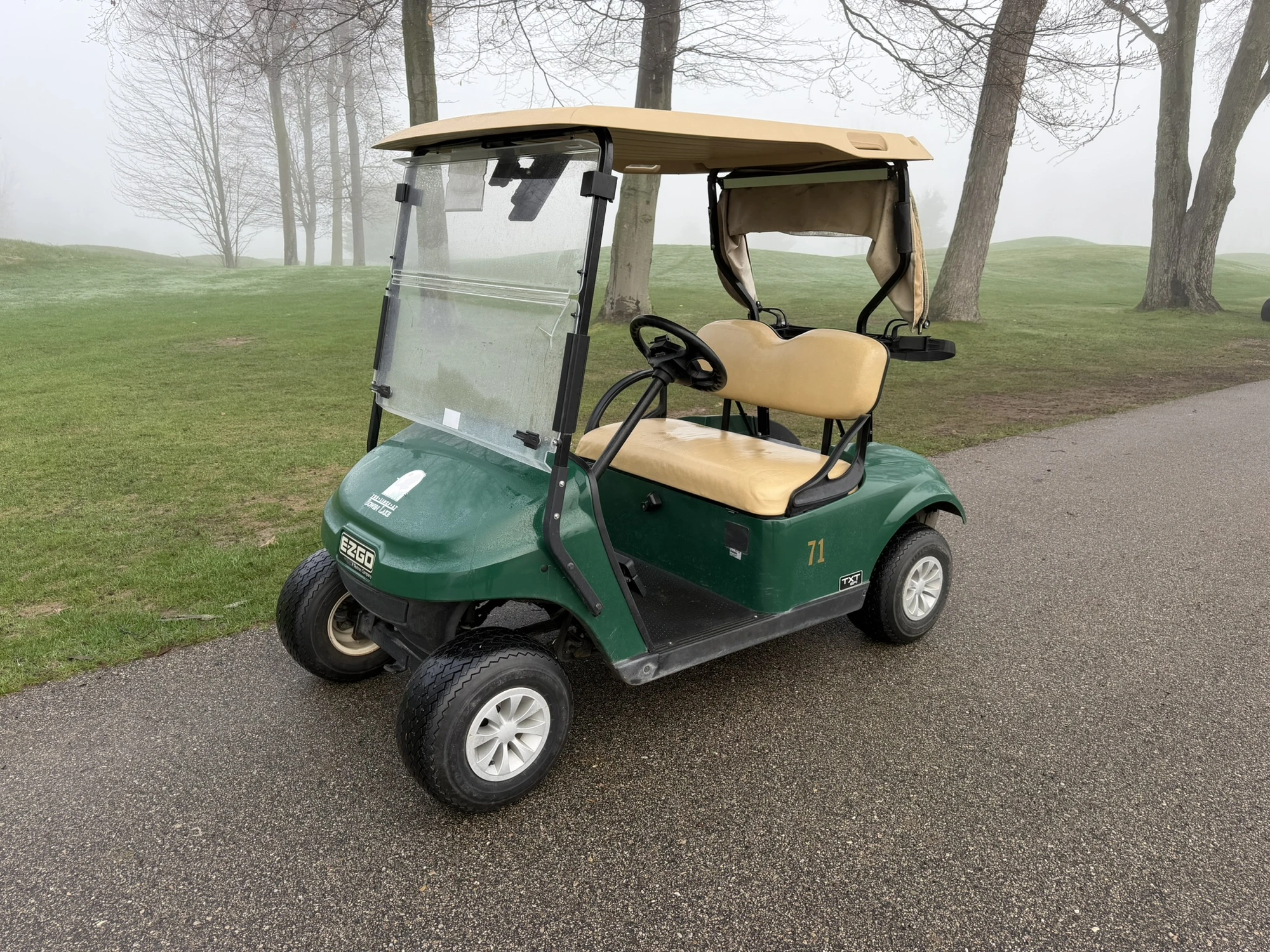 (1) 2019 E-Z-Go EFI golf cart with a Kawasaki gas engine, model 657061G01, includes canopy, fold-dow...
