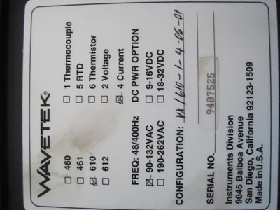 NEW WAVETEK 600 SERIES DISPLAY VX/610-1-4-06-01