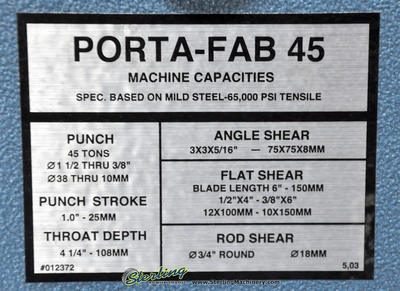 New | in-Stock SCOTCHMAN PORTA FAB 45 Ironworkers California US | Sterling Machinery Exchange #1465415