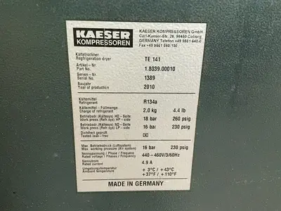 Used 2010 KAESER TE 141 Refrigerated Air Compressor Dryers Ohio US | HGR 24 #1704963