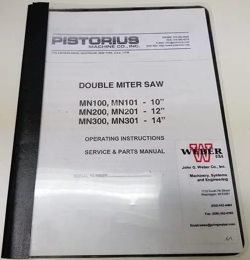 NEW PISTORIUS OPERATIONS AND PARTS MANUAL