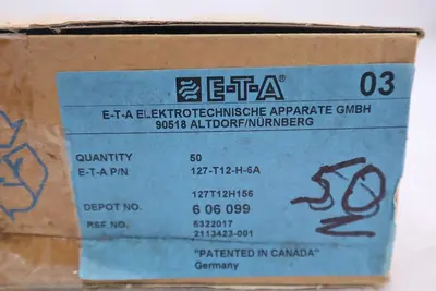 ETA 127-T12-H-6A THERMAL OVERCURRENT CIRCUIT BREAKER  #K-2414