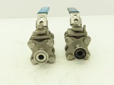 VNE 1/2"-316 1/2" Stainless Steel Sanitary Tri-Clamp Ball Valve 1000WOG Lot of 2