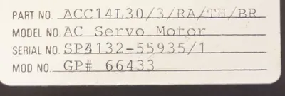 GEORGIA PACIFIC / CONTRAVAS 66433 SERVO MOTOR ACC14T.30 /3/RA/TH/BR REPAIRED