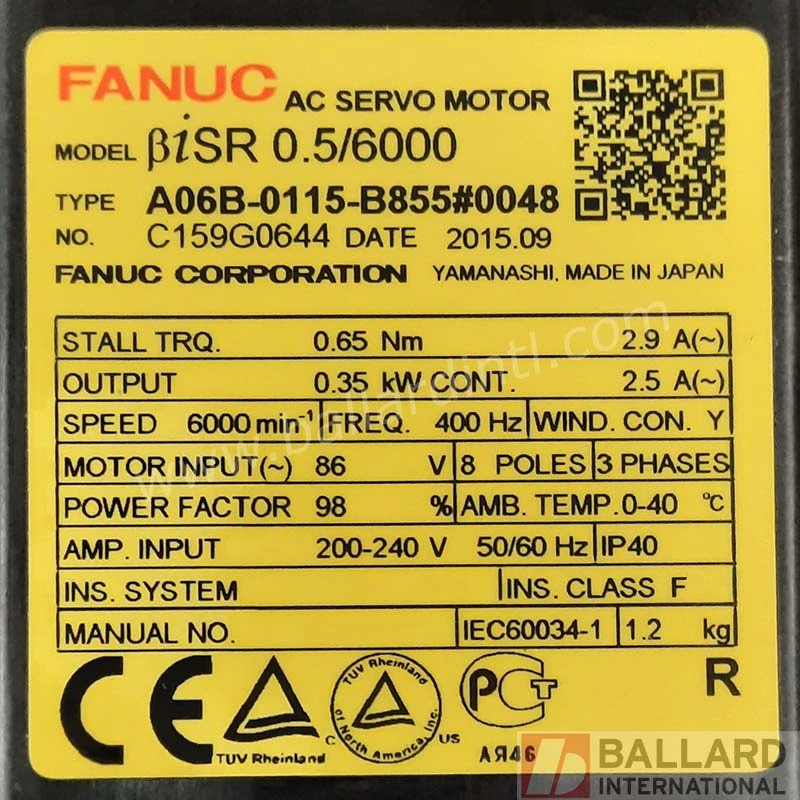 FANUC BiSR 0.5/6000 Servo Motor