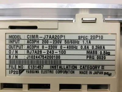 Used YASKAWA CIMR-J7AA20P1 Variable Speed Drives Michigan US | Ideal Machinery #1317032