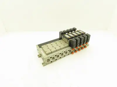 SMC NVV5FS3-01T-101  10-Station Pneumatic Solenoid Valve Manifold NVFS3300-5FZ