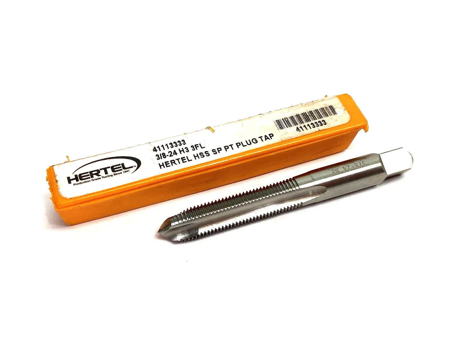 USED HERTEL 3/8-24 H3 3FL HERTEL HSS SPIRAL POINT PLUG TAP BIT