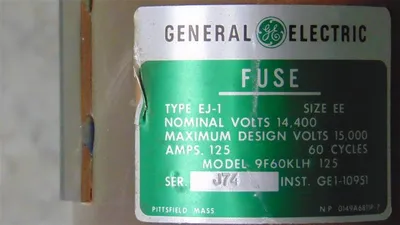 General Electric 9F60KLH 125 Type EJ-1 Double Barrel Fuse 125 Amps 14400V Used