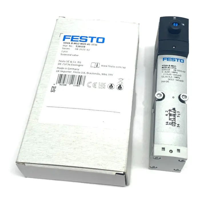New | in-Stock Festo Pneumatic Solenoid Valve 5/2 Monostable 539159 Solenoid Valves Michigan US | Maverick Industrial Sales #1391427