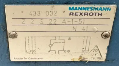 NEW MANNESMANN REXROTH Z-2-S-22-A-1-51 CHECK VALVE 433-032 Z2S-22-A-1-51