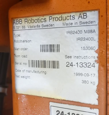 ABB IRB2400-M98A Robot Manipulator Arm w/ Controller and Teach P
