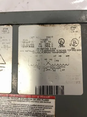 Square D 2S67F 2kVA Transformer 190-440V 110/220V 50/60Hz 1PH
