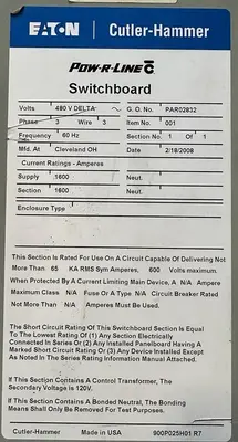 Used CUTLER-HAMMER POW-R-LINE C Miscellaneous Equipment (Electrical & Power) | Surplus Asset Holdings #1202370