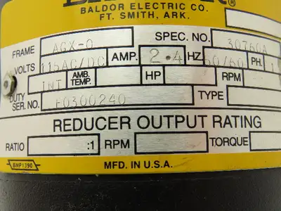 Baldor Oildyne AGX-0 Hydraulic Pump Power Unit 115V 1PH 5B1-1RLB-NVSDE-SPECIAL