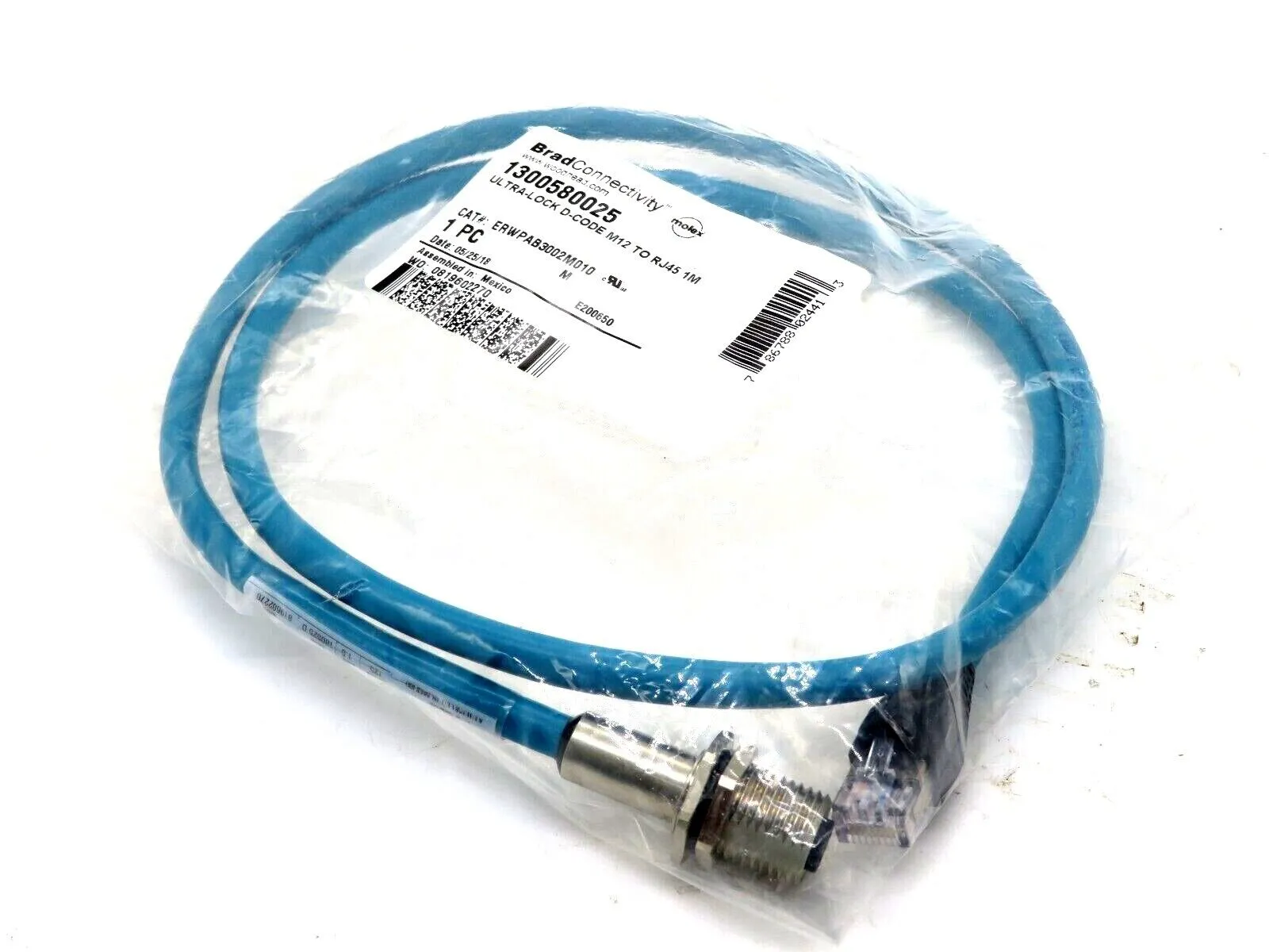 NEW MOLEX WOODHEAD ERWPAB3002M010 ETHERNET CABLE 1300580025