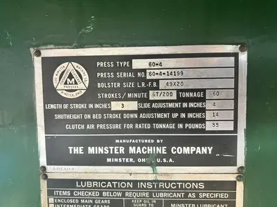USED MINSTER MINSTER 60-4 PRESS