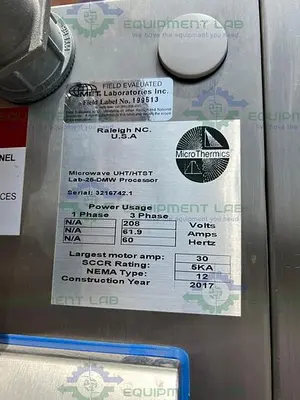 USED MICROTHERMICS MICROTHERMICS MICROWAVE UHT/HTST LAB25-DMW PROCESSOR