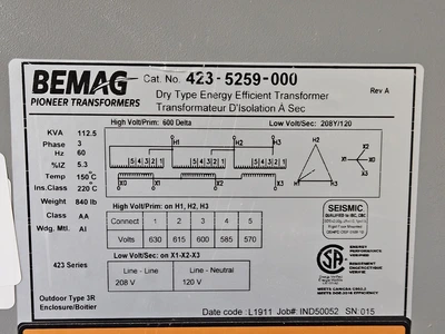 Used 2019 BEMAG 423 SERIES Transformers Ontario CA | Crawford Packaging #1276205