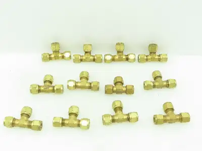 Gyrolok Brass Union Tee Connector Compression Fitting  5/16" Tube OD  LOT OF 12