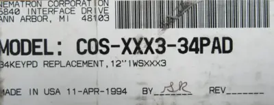 NEW NEMATRON COS-XXX3-34PAD KEYPAD COSXXX334PAD