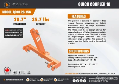 Used WOLVERINE QC10-26-15G QUICK COUPLER 10, Hitches Michigan US | Miedema Asset Management Group #1579568