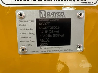 New | in-Stock 2025 RAYCO RG37 TRAC JR Stump Grinders Vermont US | Beauregard Equipment #1511332