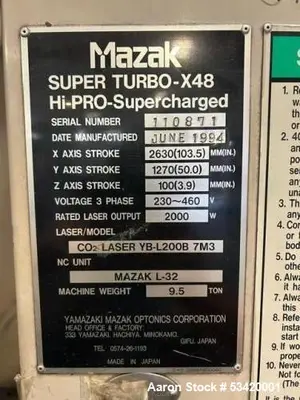 USED MAZAK SUPER TURBO X-48