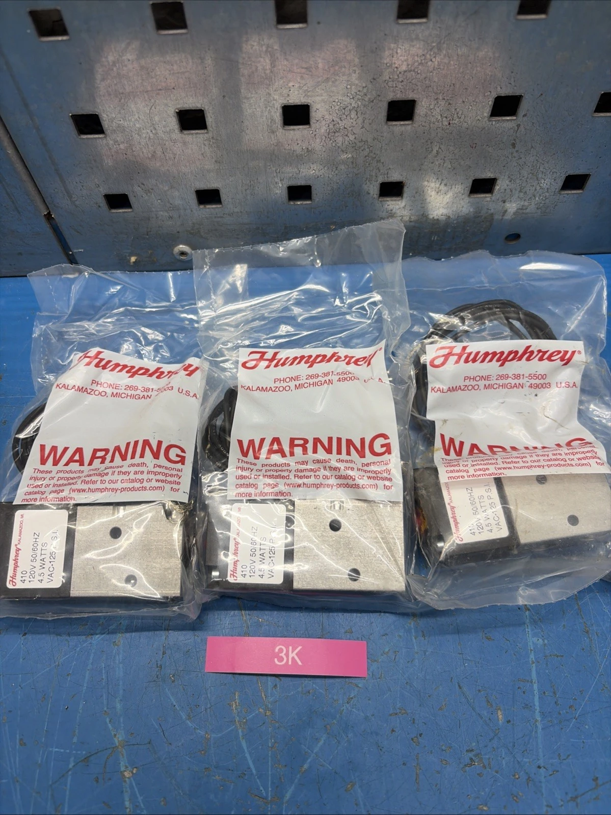 (3) Humphrey 410 120V 50/60HZ 4.5 Watts 125 PSI New In Sealed Bags Fast Shipping