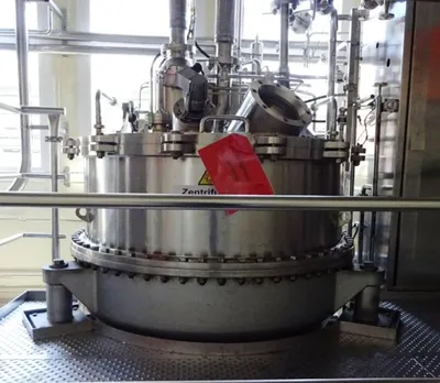 Ferrum DSZ-O 1250/630 perforate basket centrifuge, 316L SS.