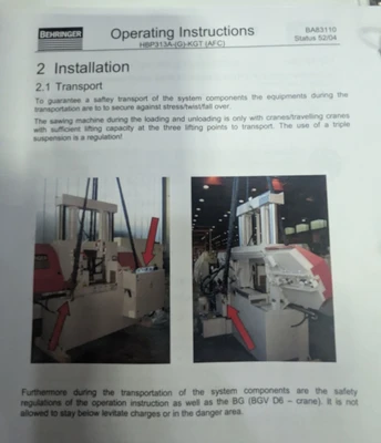 2012 BEHRINGER HBP313A Horizontal Band Saws | Mohawk Machinery (3)