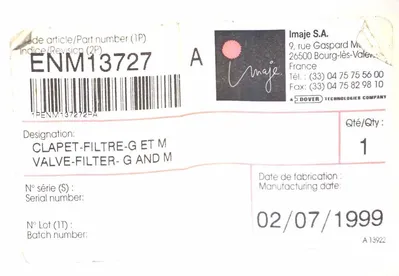 NEW IMAJE ENM13727 VALVE-FILTER G & M