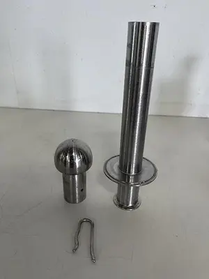 USED DETACHABLE STAINLESS STEEL 15" SPRAY BALL W/ 1 1/2" SANITARY FITTINGS