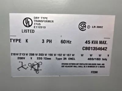 NEW 45 KVA STEP UP Dry Transformer 208 Delta to 480Y/277 Hammond SG3A0045BK 3R