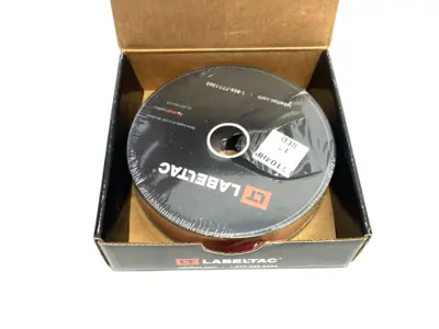 USED LABELTAC PRO MODEL HIGH PERF. 10 YEAR VINYL LABEL 1" X 150' /ROLL, RED