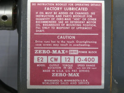 Used ZERO MAX _UNKNOWN_ Speed Reducers | OCO Industrial #1590562
