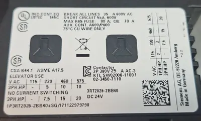 Siemens Sirius 3RT2026-2BB40 Circuit Breaker Loc4B42