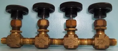 QTY. 4. &frac14;" WHITEY BRASS VALVE B-1VS4 B B....