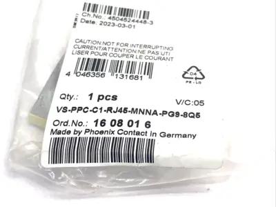VS-PPC-C1-RJ45-MNNA-PG9-8Q5,1608016 | Phoenix Contact VS-PPC-C1-RJ45-MNNA-PG9-8Q5 RJ45 Connector 1608016 - New